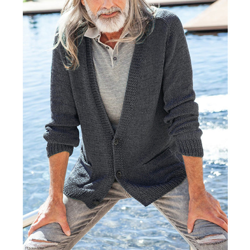 Men's knit cardigan with hood and patch pockets Mune Fashion