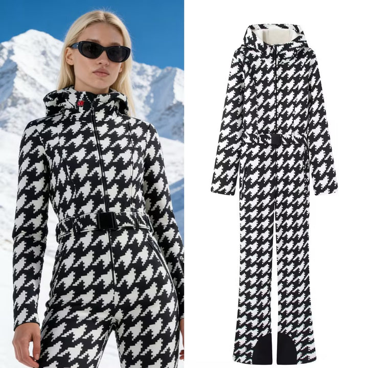 Ladies Hooded Overall with Belt, Zipper and Flared Leg Mune Fashion