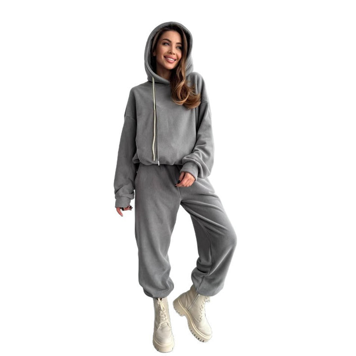 Women's Oversized Fleece Hoodie with Hood and Tailored Tapered Jogging Pants Mune Fashion