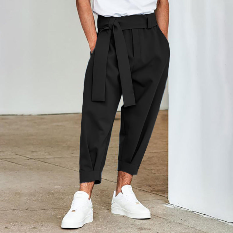 Men's elegant leisure pants with adjustable waistband and wide cut Mune Fashion