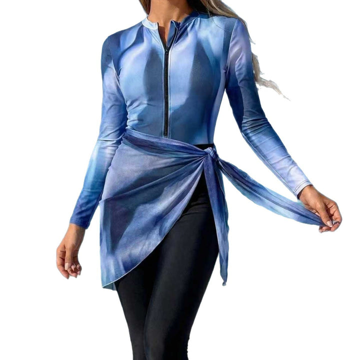 Women’s stylish rash guard with asymmetrical wrap design Mune Fashion