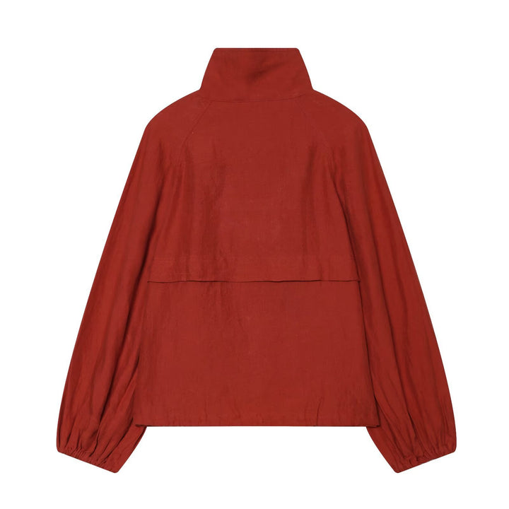 Ladies short jacket with high stand-up collar, continuous button placket and drawstring Mune Fashion