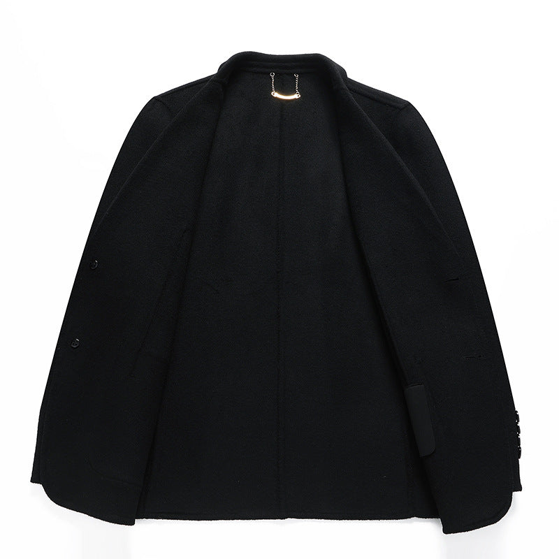Men's Single-Breasted Wool Blend Jacket with Patch Pockets and Light Thermal Lining Mune Fashion