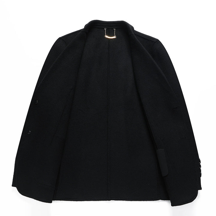 Men's Single-Breasted Wool Blend Jacket with Patch Pockets and Light Thermal Lining Mune Fashion