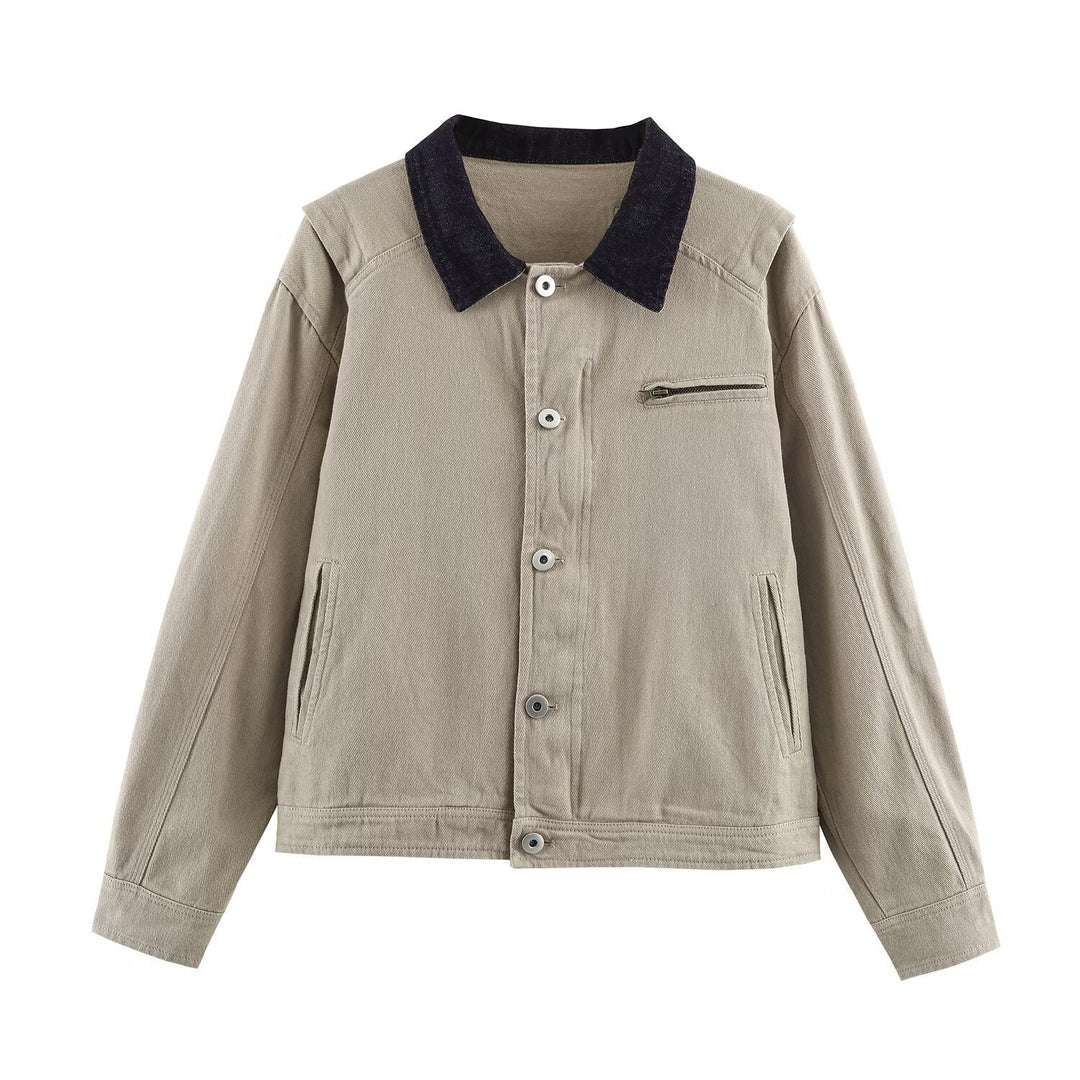 Women's short blouson in worker look with cord collar and zip pocket Mune Fashion