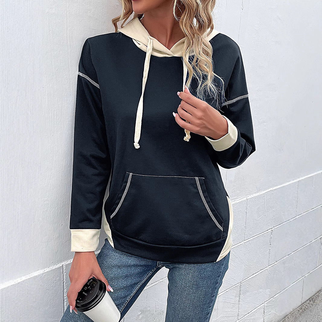 Women's Casual Hoodie with Contrasting Sleeves Mune Fashion