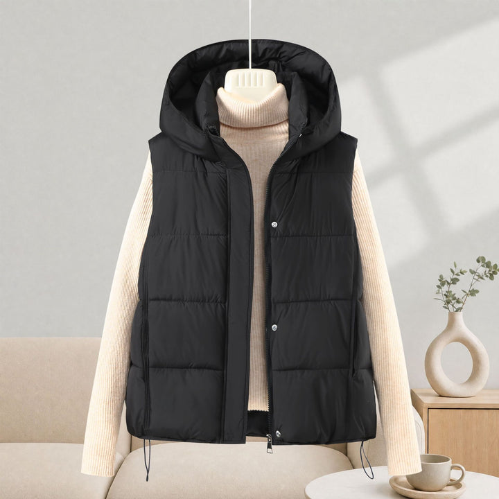 Women's Minimalist Quilted Vest with Volume Collar and Two-Way Zipper Mune Fashion
