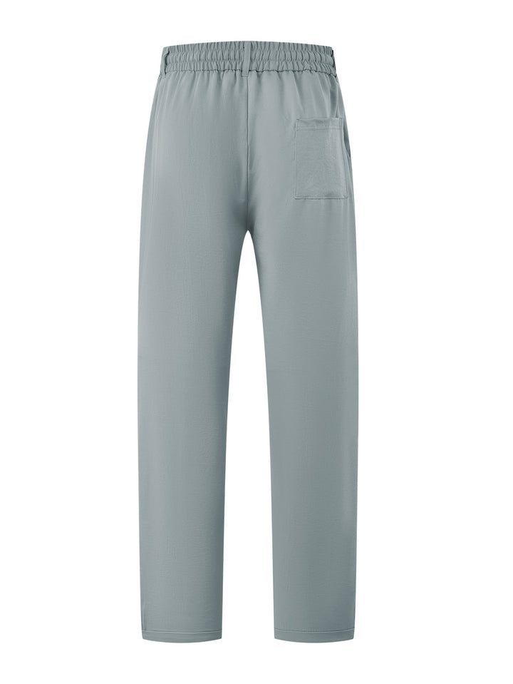 Women's Light Relaxed Trousers with Elastic Waistband, Straight Cut & Sewn-on Back Pocket Mune Fashion