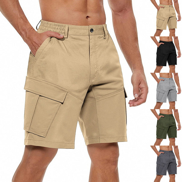 Men's button waistband Bermuda shorts with partially elastic back and applied flap pockets Mune Fashion