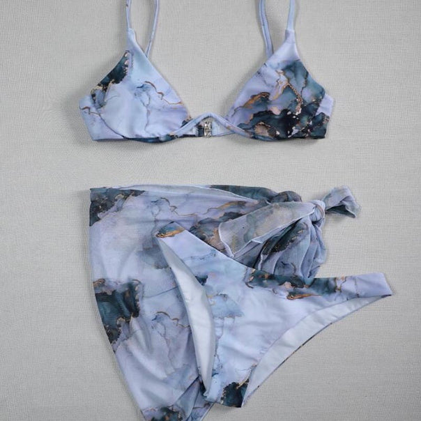 Ladies triangle bikini set with oversized wrap skirt Mune Fashion