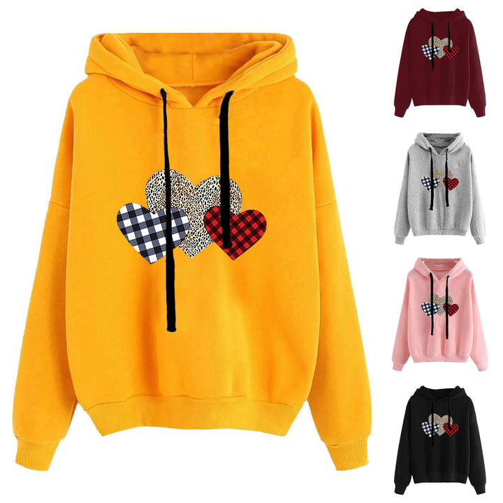Women's casual oversized hoodie with heart and paw print, drawstring and ribbed cuffs Mune Fashion