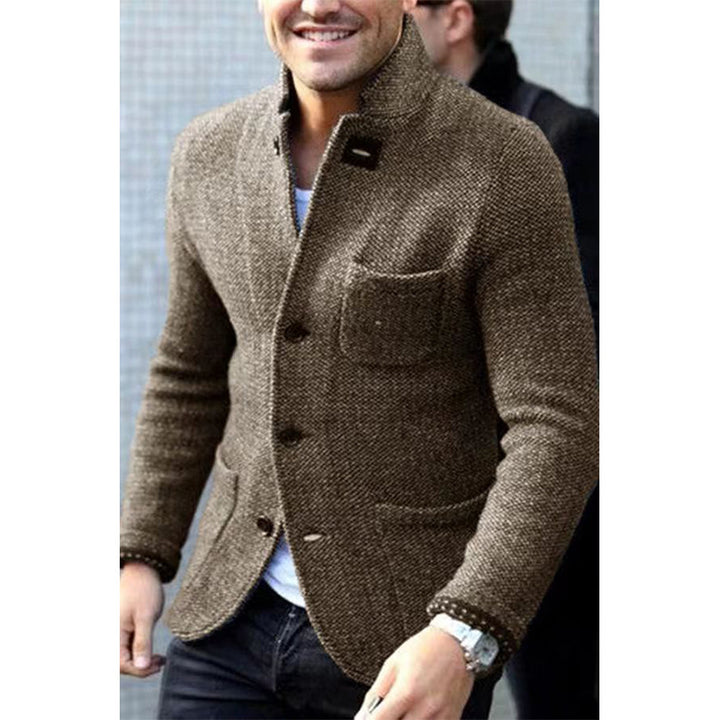 Men's knit blazer with stand-up collar and patch pockets Mune Fashion