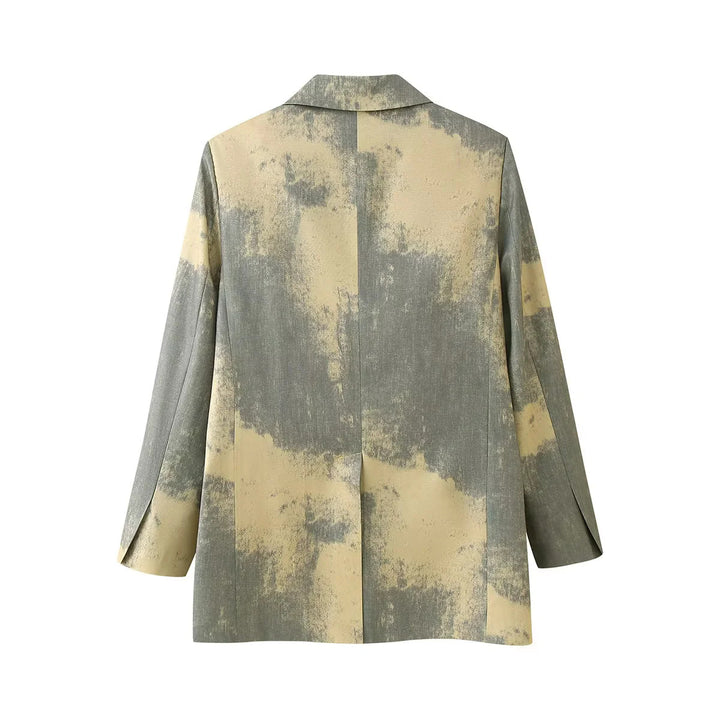 Women nan oversized blazer with abstract print, lapel collar and light lining Mune Fashion