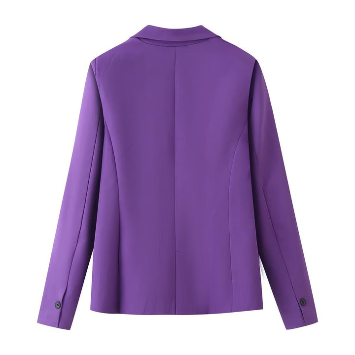 Women's Single-breasted Tailored Blazer with Narrow Lapels and Piped Pockets Mune Fashion