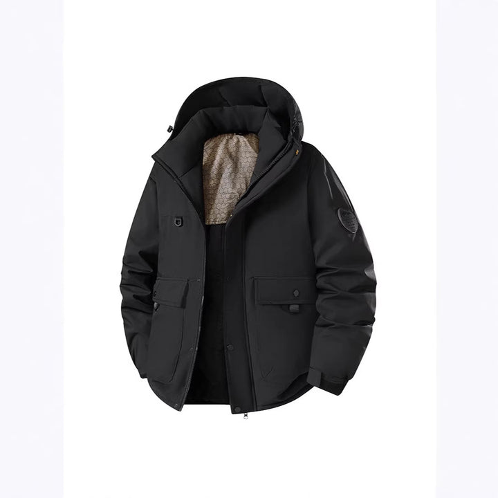 Men's Insulated Urban Parka with Stand-up Collar and Concealed Hood Mune Fashion