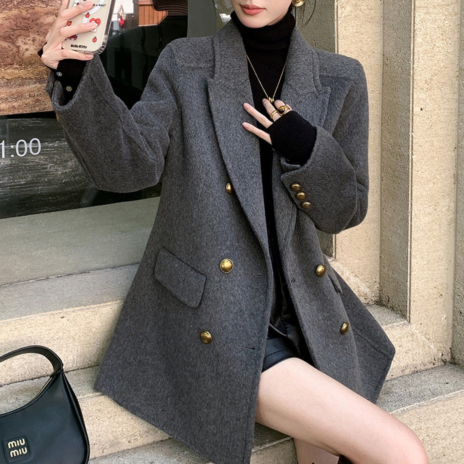 Ladies Elegant Wool Coat Mune Fashion