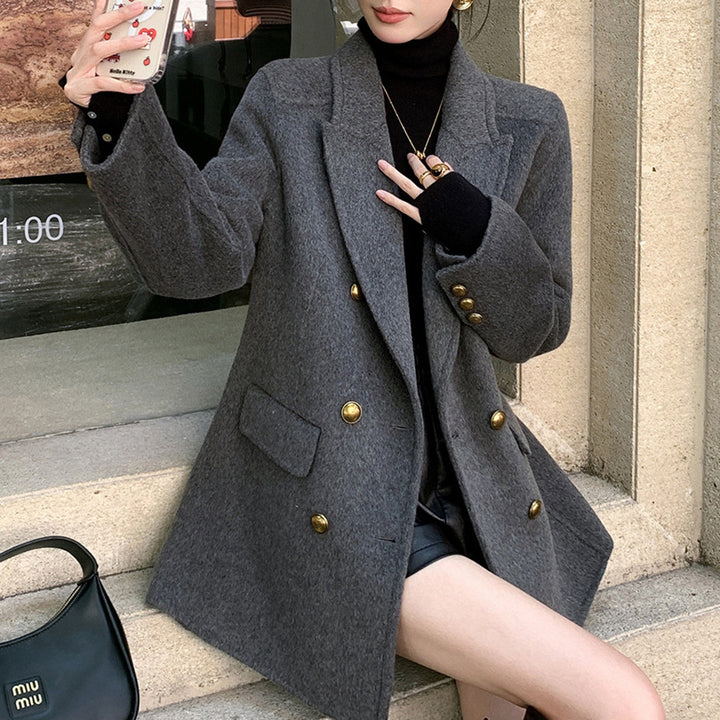 Ladies Elegant Wool Coat Mune Fashion