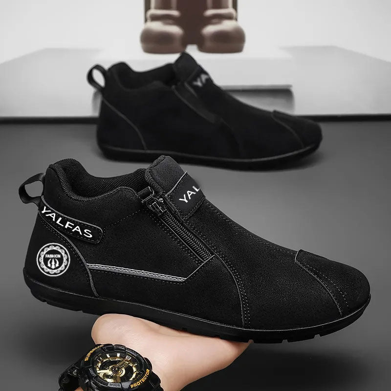 Men's Short Shaft Sneakers with Side Zipper and Padded Comfort Sole Mune Fashion