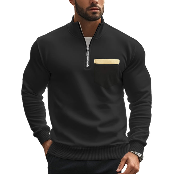 Men's brushed sweat half-zip with contrasting inner collar and elastic hem Mune Fashion