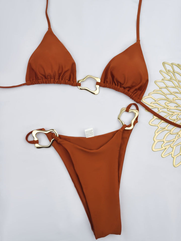 Women's Triangle Bikini with Elegant Gold Details Mune Fashion