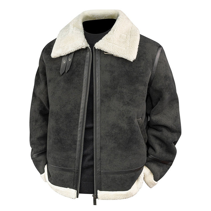 Men's Stylish Bomber Jacket with Faux Fur Collar Mune Fashion
