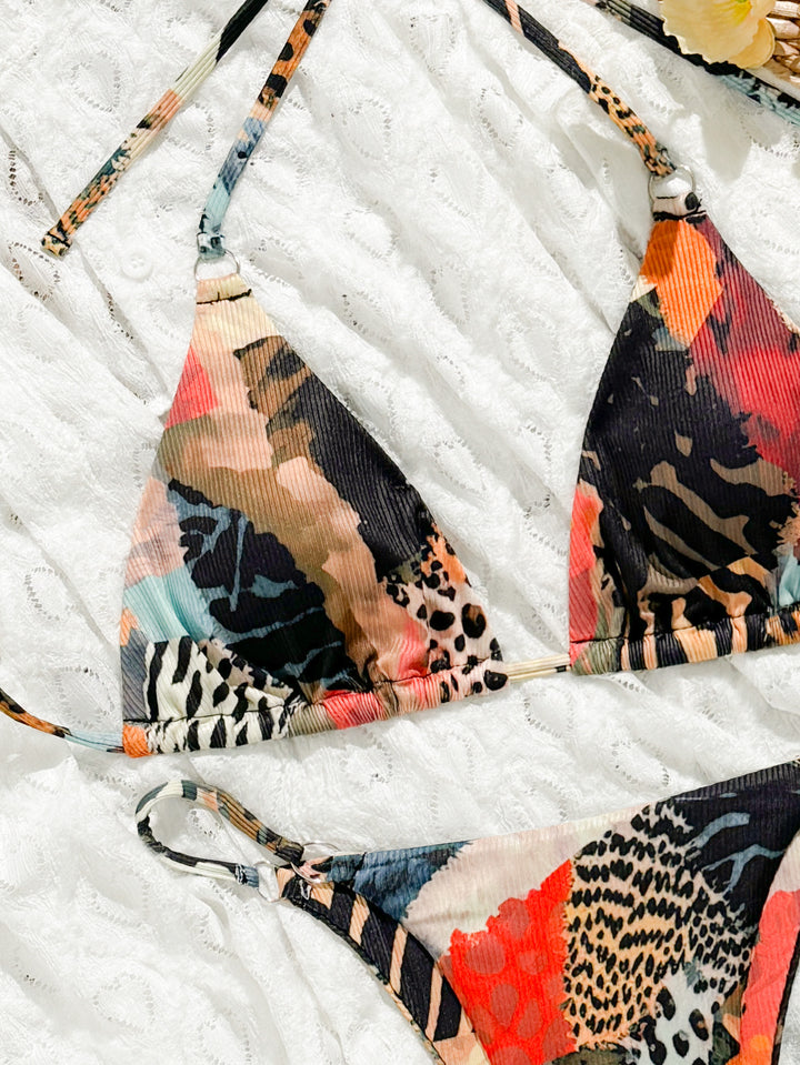 Women's triangle bikini with colorful pattern and adjustable straps Mune Fashion
