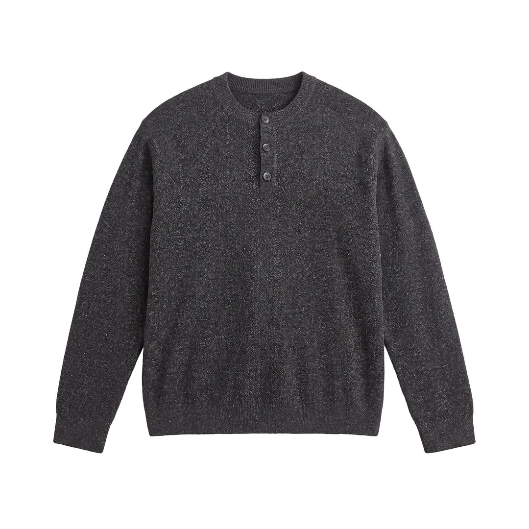 Men's Structured Henley Knit Sweater with Triple Button Placket Mune Fashion