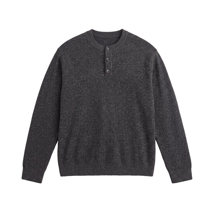 Men's Structured Henley Knit Sweater with Triple Button Placket Mune Fashion
