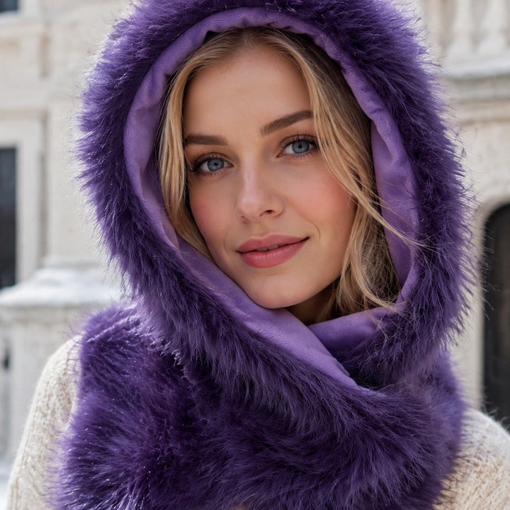 Women's hooded scarf with bear ears and integrated loop scarf Mune Fashion