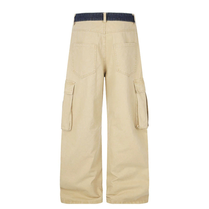 Women's Wide Cargo Palazzo Pants with Large Flap Pockets and High Waist Mune Fashion