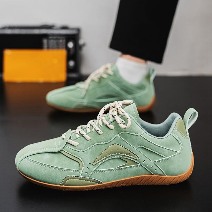Unisex lightweight retro casual sneakers with suede-like upper material, padded entry, and flexible rubber outsole Mune Fashion