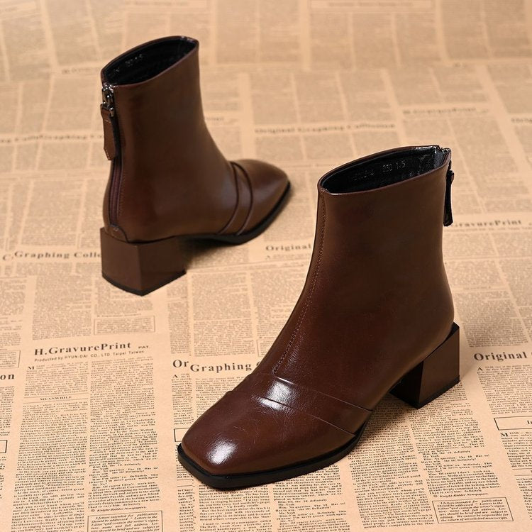 Women Elegant Ankle Boots with Block Heel Mune Fashion