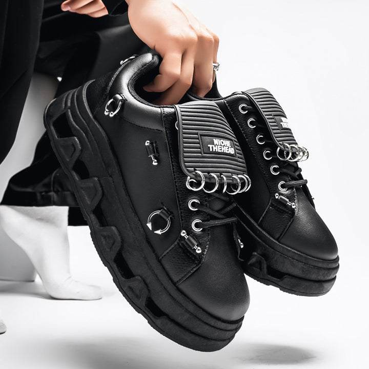 Unisex platform sneaker in punk urban style with metal rings and distinctive profile sole Mune Fashion