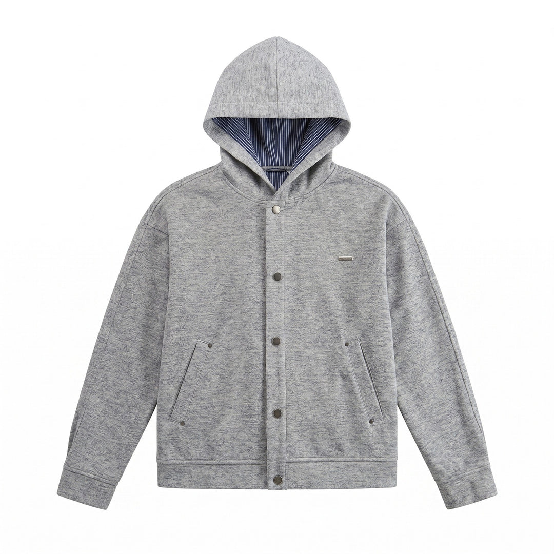 Unisex Short Cut Boxy Hoodie Jacket made of Sweat with Snap Placket and Side Pockets Mune Fashion