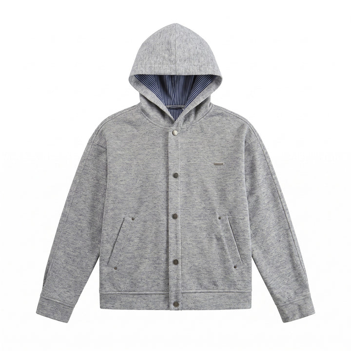 Unisex Short Cut Boxy Hoodie Jacket made of Sweat with Snap Placket and Side Pockets Mune Fashion