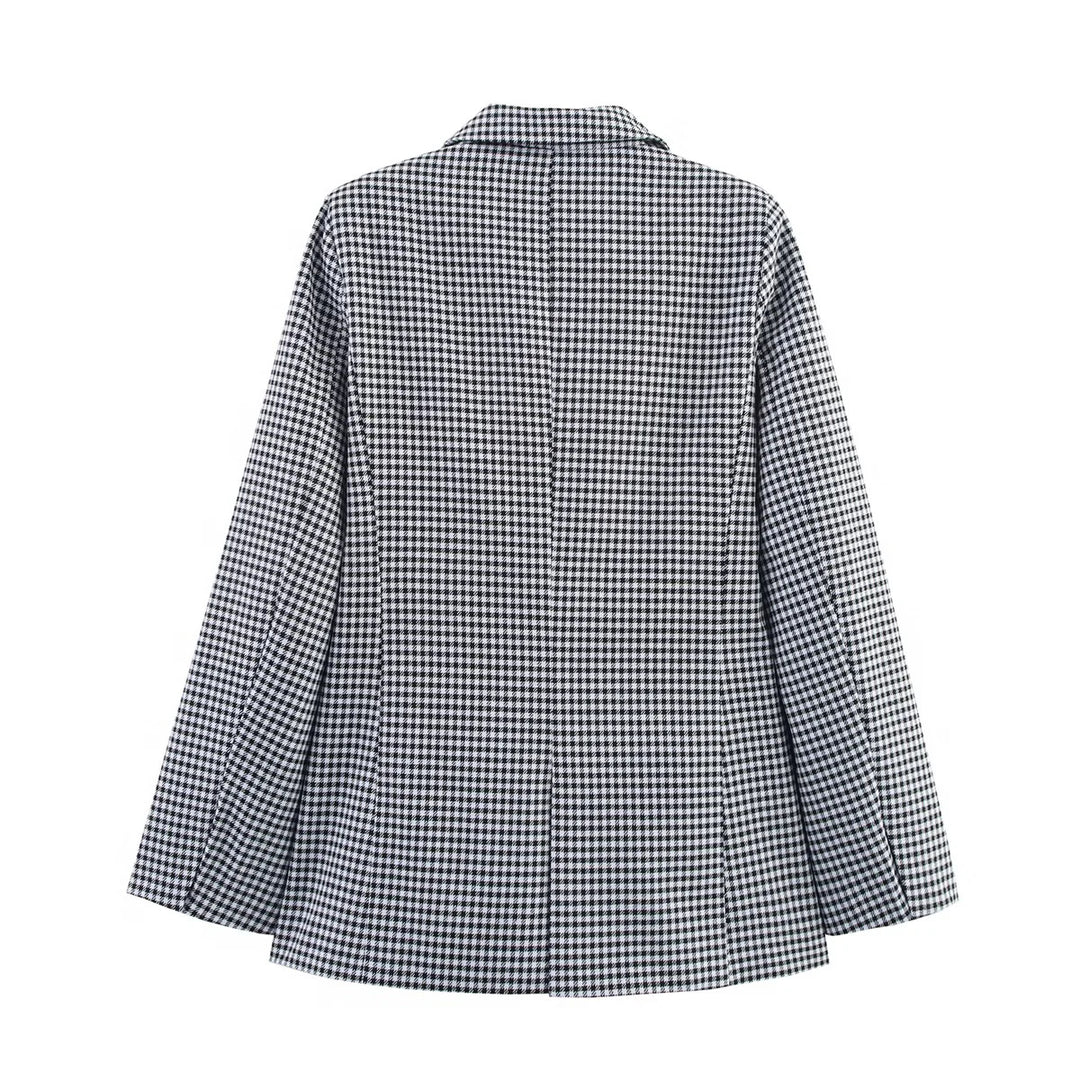 Ladies tailored long blazer in double-breasted with lapel collar and flap pockets Mune Fashion