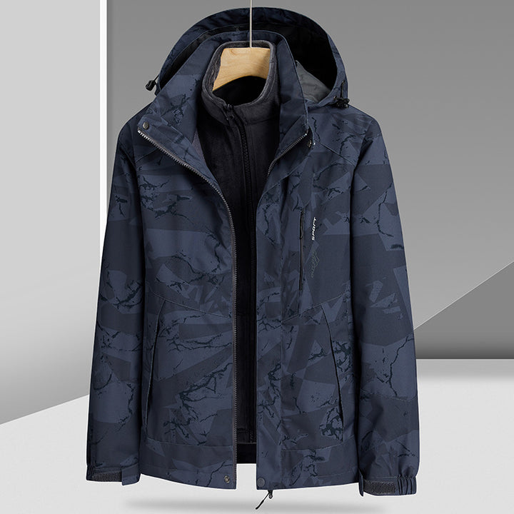 Men's Water-Repellent Outdoor Jacket with Integrated Fleece Inner Jacket Mune Fashion