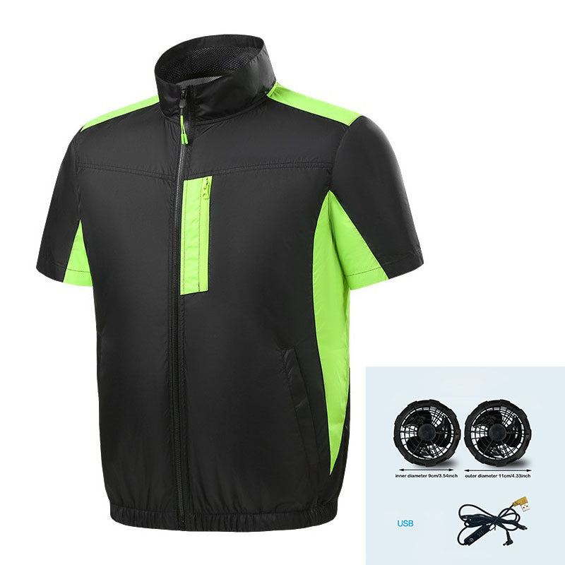 Men's short sleeve ventilation jacket with integrated USB fans and breathable mesh lining Mune Fashion