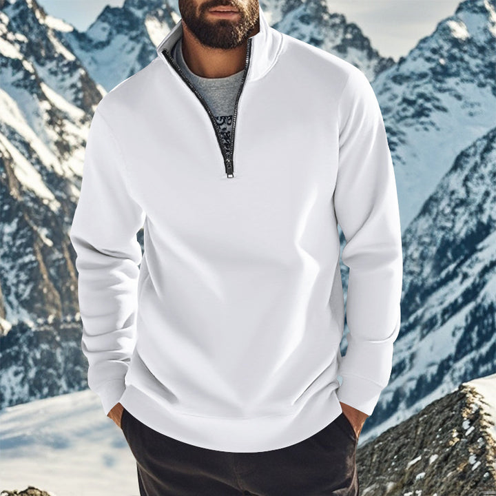 Men's comfortable half-zip sweatshirt with stand-up collar, lightly brushed inner side, and ribbed hem Mune Fashion