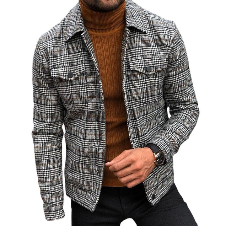 Men's Checked Overshirt Jacket made of Wool Blend with Breast Pockets Mune Fashion