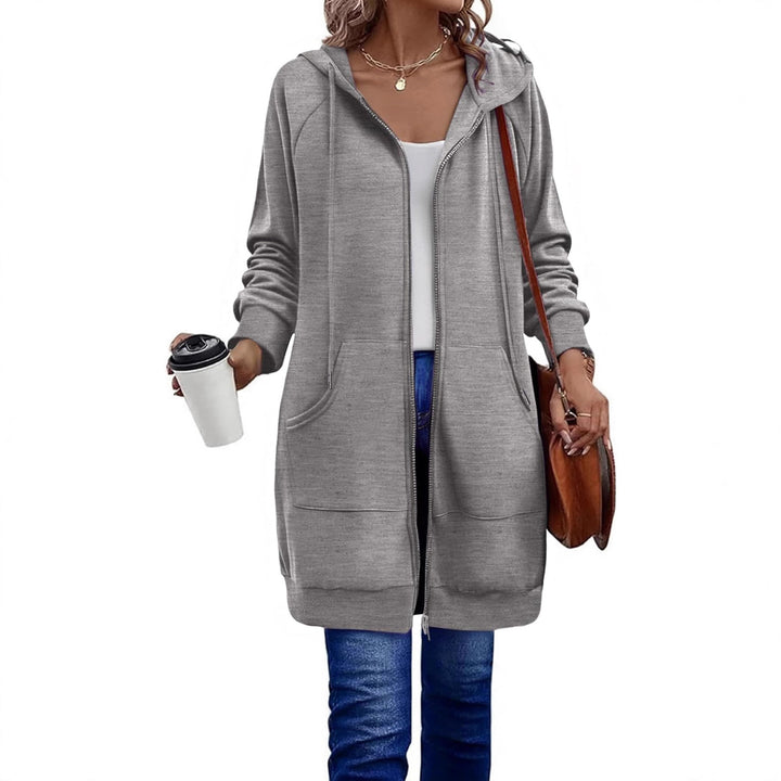 Women's Long Zip Hoodie with Oversize Silhouette, Kangaroo Pockets and Ribbed Cuffs Drune