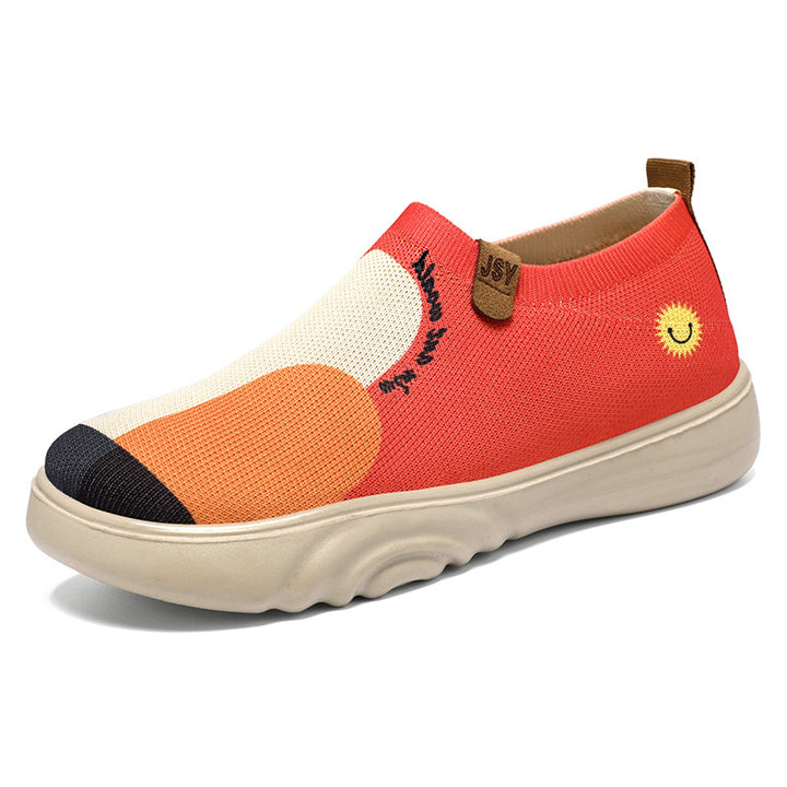 Women's knitted slip-on sneaker with playful stitch application and shock-absorbing EVA platform sole Mune Fashion