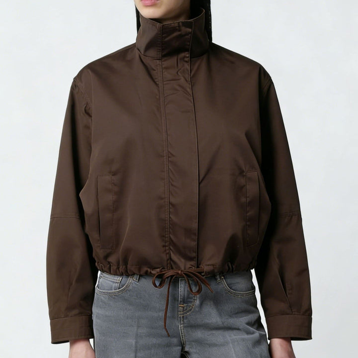 Ladies' Fashion Jacket with Stand-up Collar