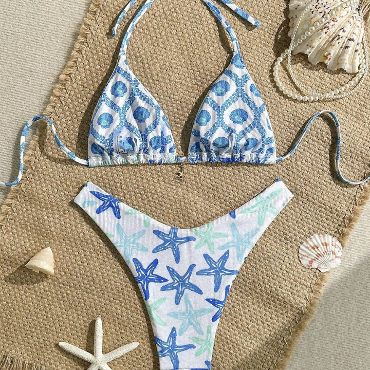 Women Triangle Bikini with Maritime Star Design Mune Fashion