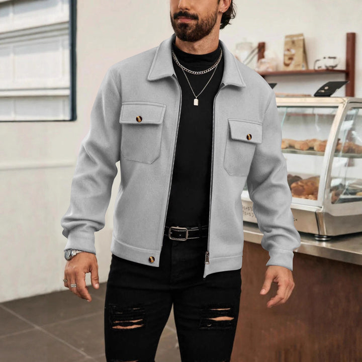 Men's CPO-inspired overshirt jacket with patch chest pockets and zipper Mune Fashion