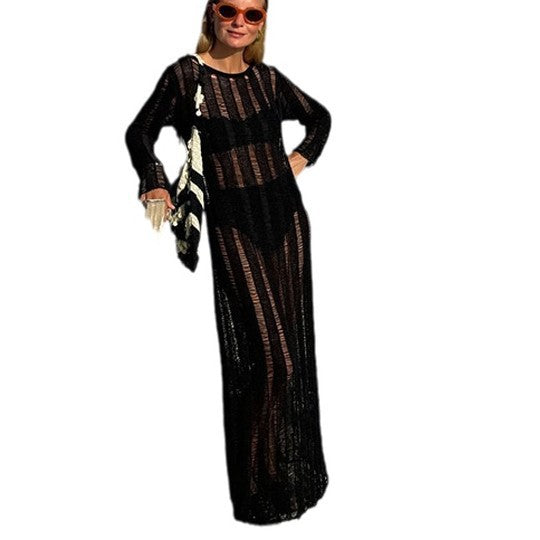 Ladies airy knit overlay with deep back neckline Mune Fashion