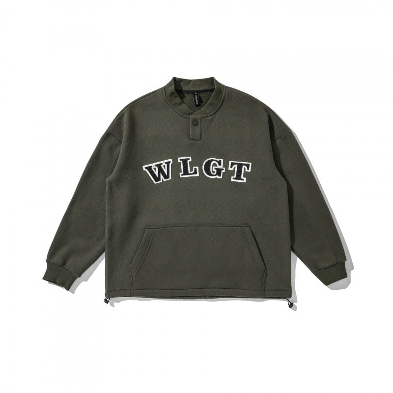 Unisex Oversize Sweatshirt with Henley button placket, kangaroo pocket and drawstring hem Mune Fashion
