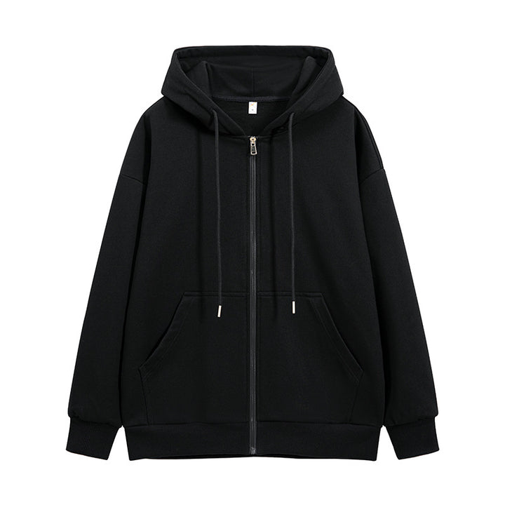 Unisex Oversize Hoodie Fleece Jacket with Boxy Cut and Metal Zipper Drune