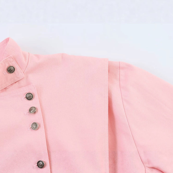 Women's short blazer in origami look with stand-up collar, asymmetric button placket, and patch pockets Mune Fashion