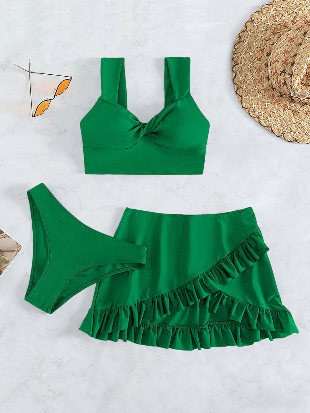Women's leisure bikini set with wrap skirt and supportive straps Mune Fashion